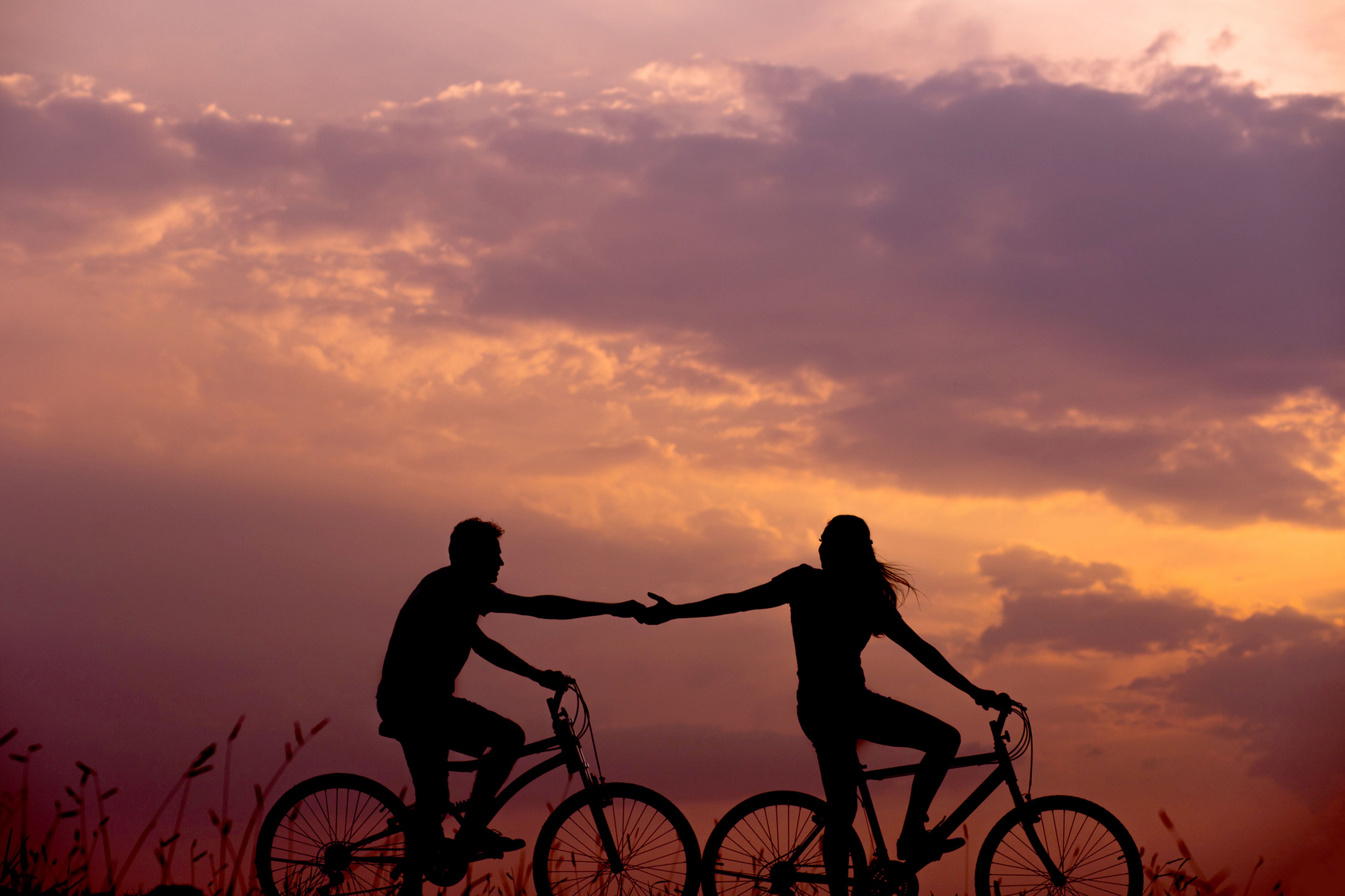 Cycling into sunset